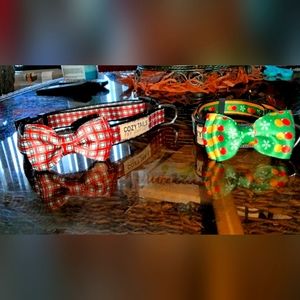 Festive 2 Piece Bowtie Dog Collar Set